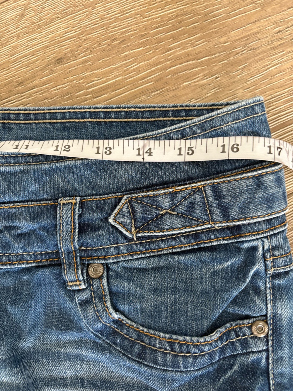 Esprit Blue Denim Mini Skirt with Double Button Waist - Picture 3 of 10